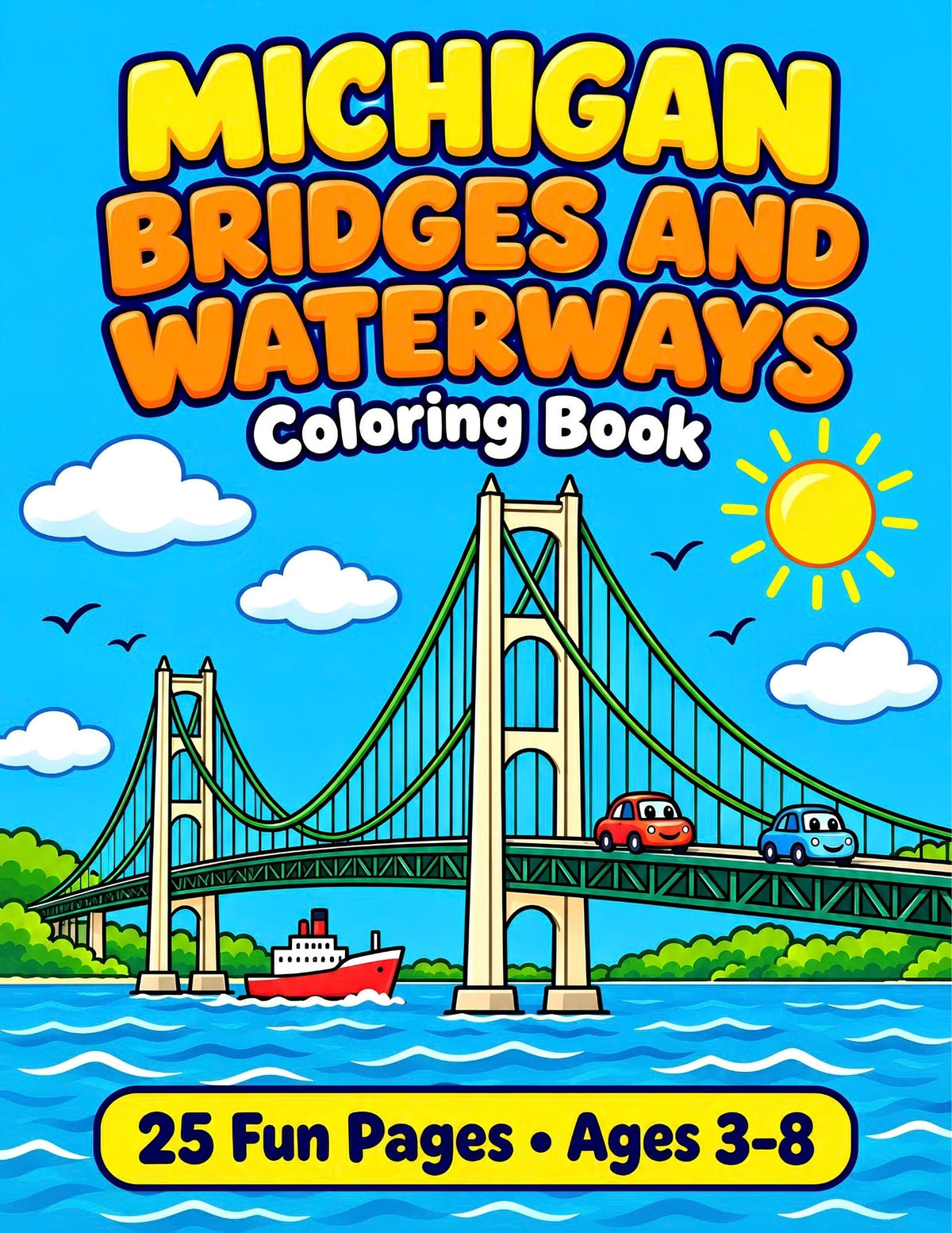 Michigan Bridges And Waterways Coloring Book(Printable PDF Download)