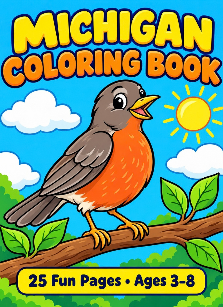 Michigan Coloring Book(Printable PDF Download)