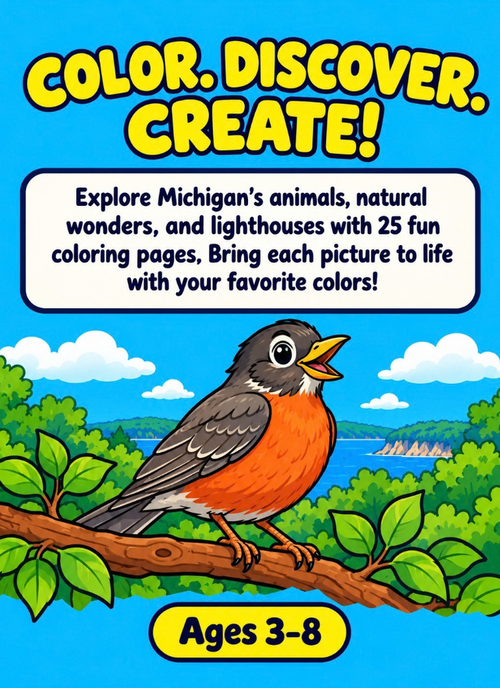 Michigan Coloring Book(Printable PDF Download)