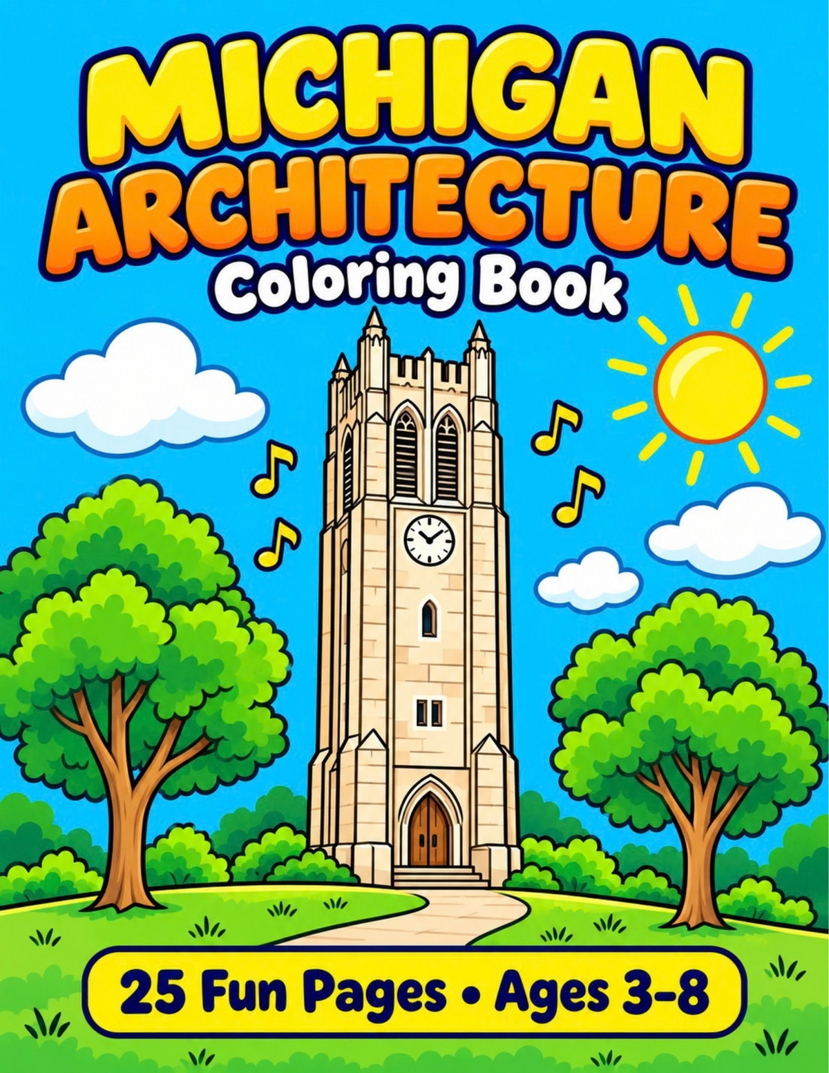 Michigan Architecture Coloring Book(Printable PDF Download)