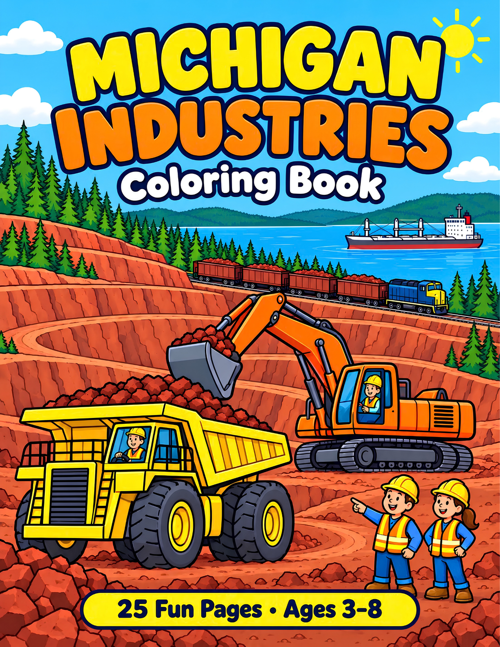 Michigan Natural Resources and Industry Coloring Book(Printable PDF Download)