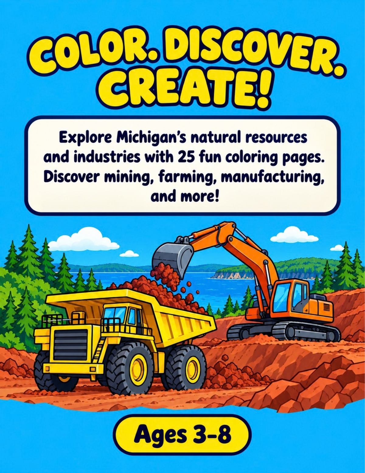 Michigan Natural Resources and Industry Coloring Book(Printable PDF Download)